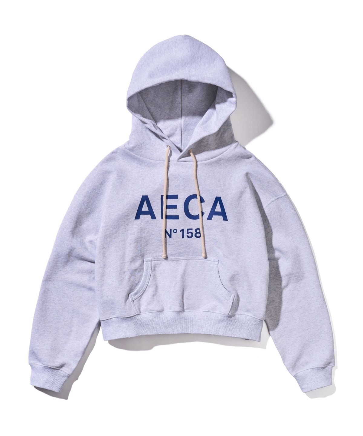 에이카화이트(AECA) BIG LOGO CROP HOODIE-LIGHT GREY/NAVY