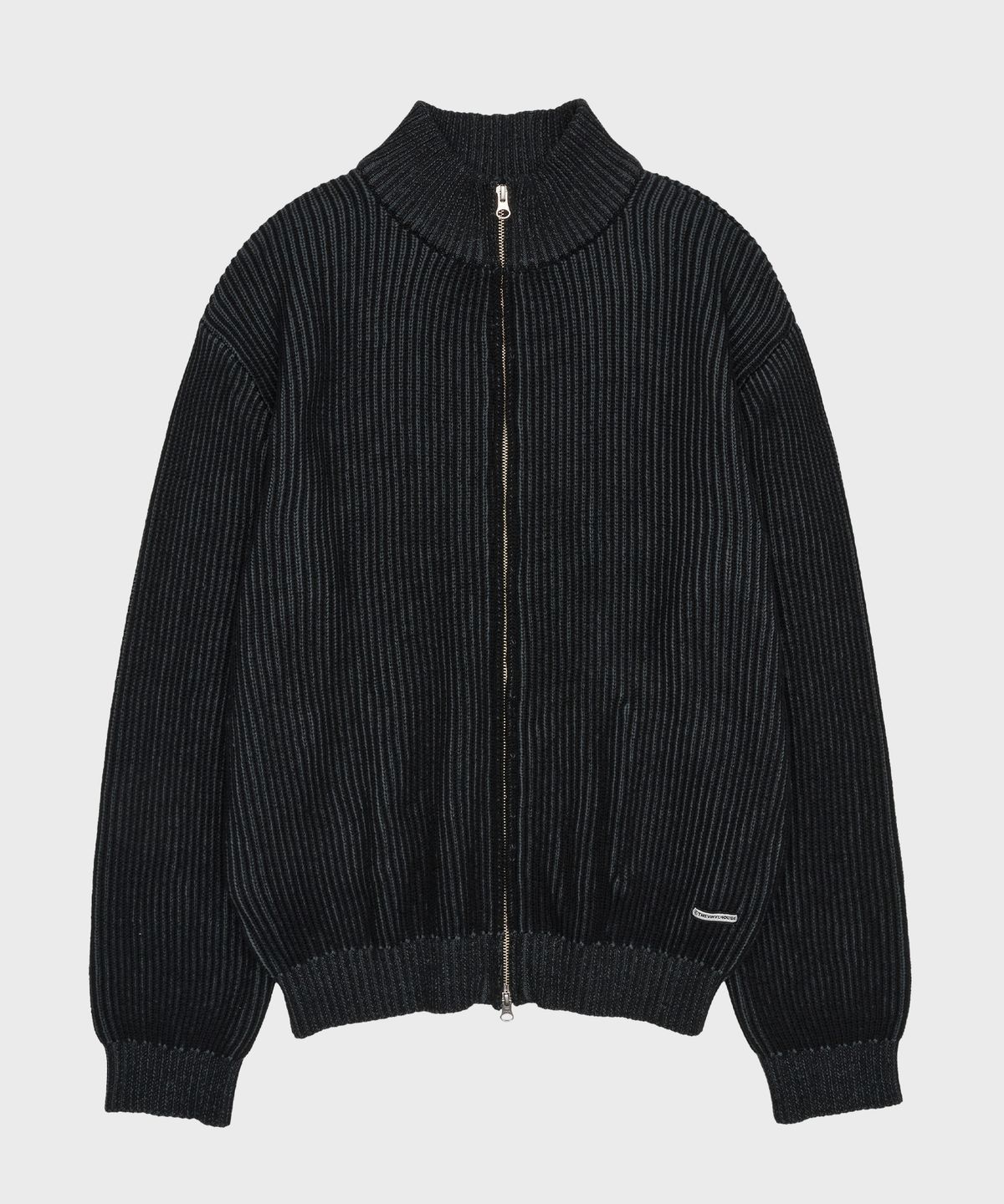 더바이닐하우스(THEVINYLHOUSE) VERTICAL PATTERN CARDIGAN BLACK (VH2ESUK680A)