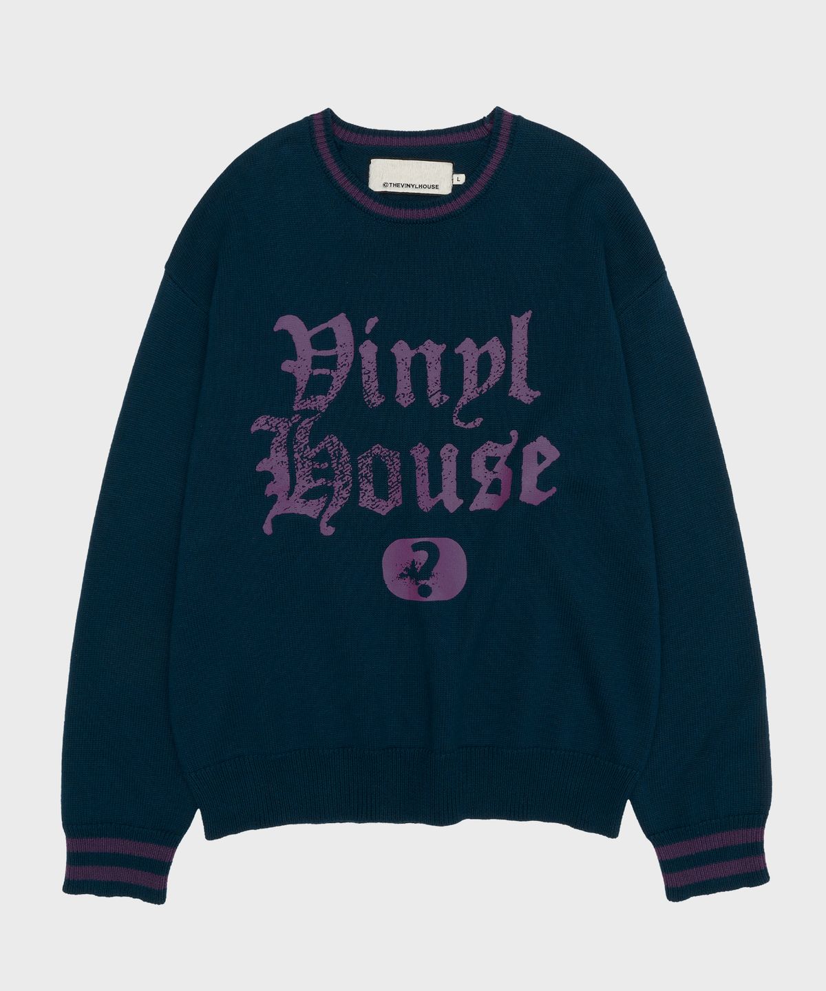 더바이닐하우스(THEVINYLHOUSE) QUESTION MARK SWEATER NAVY (VH2ESUK600A)