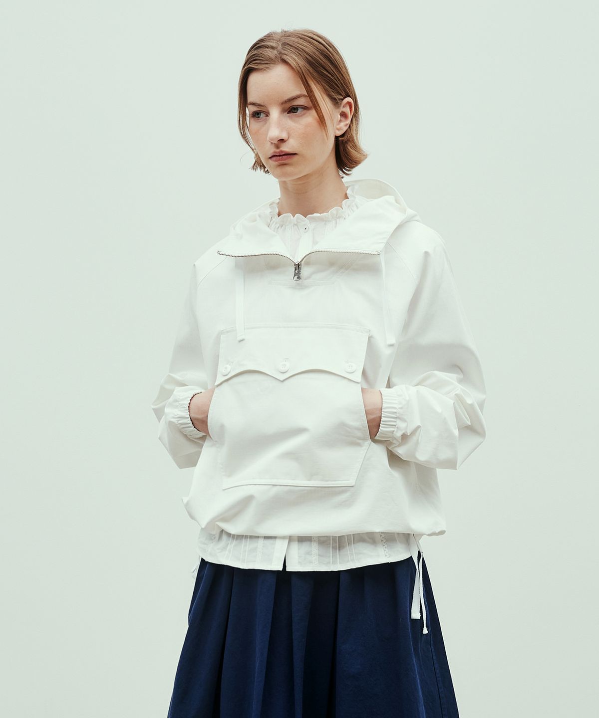 유니폼브릿지(UNIFORM BRIDGE) ripstop hood anorak parka(womens) white