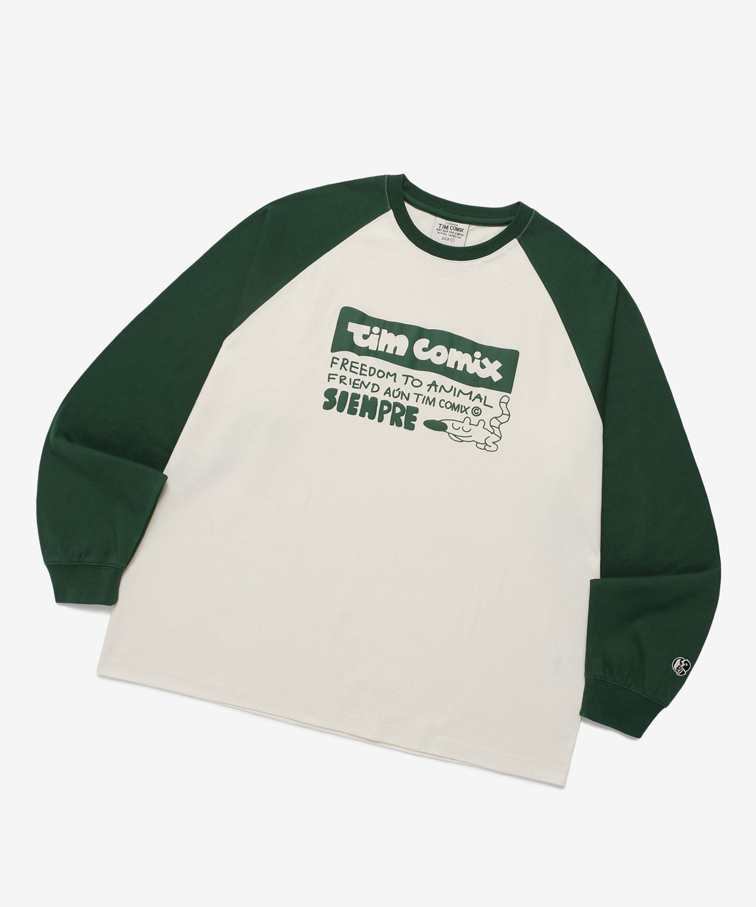 ★TIMCOMIX★ Siempre Animal Raglan Long Sleeve Green MUSINSA | TIMCOMIX Siempre Animal Raglan Long Sleeve_Green