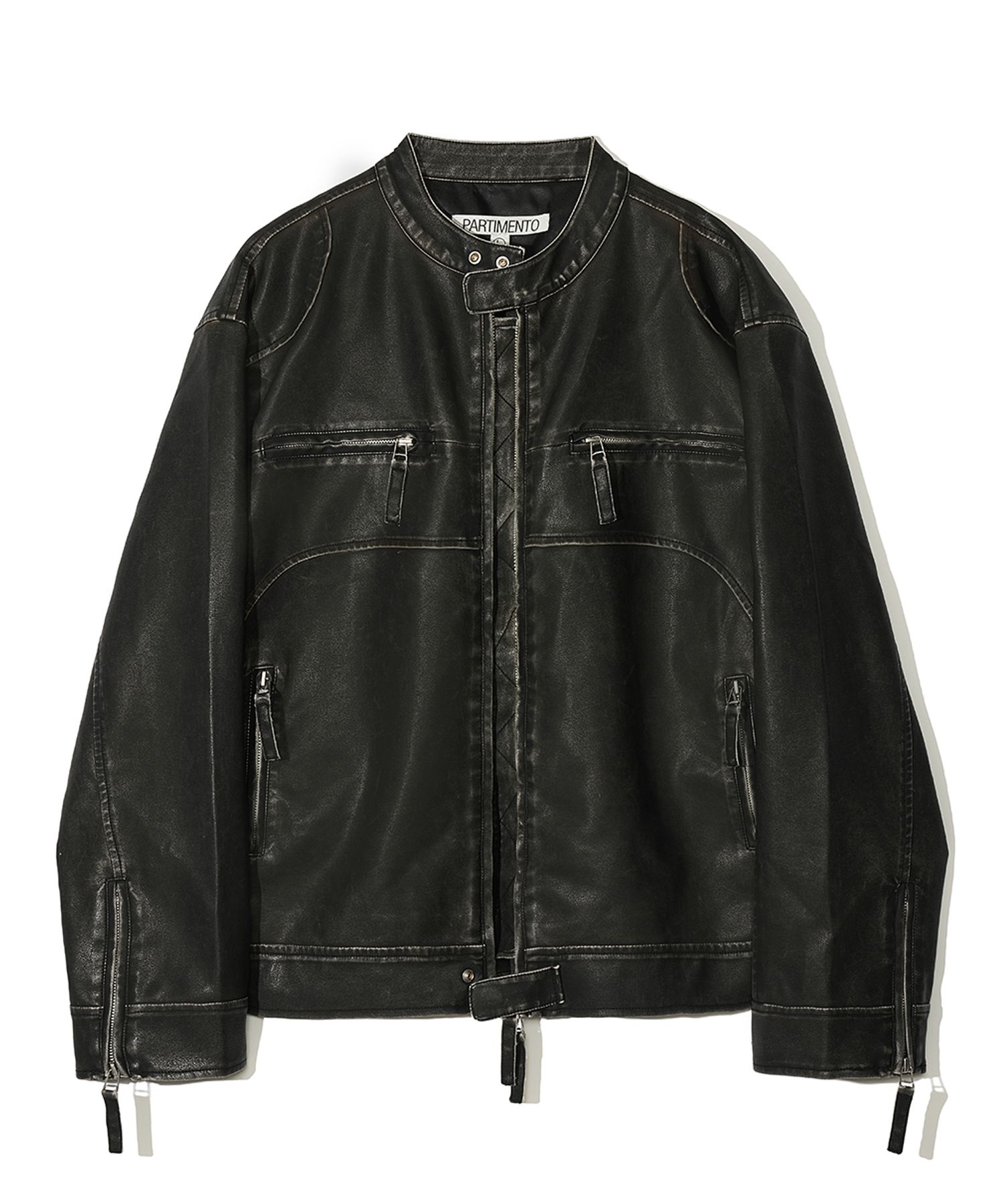 ☆送料・関税込☆PARTIMENTO★WASHED LEATHER BIKER JACKET★ MUSINSA公式 | PARTIMENTO Washed Leather Biker Jacket Black