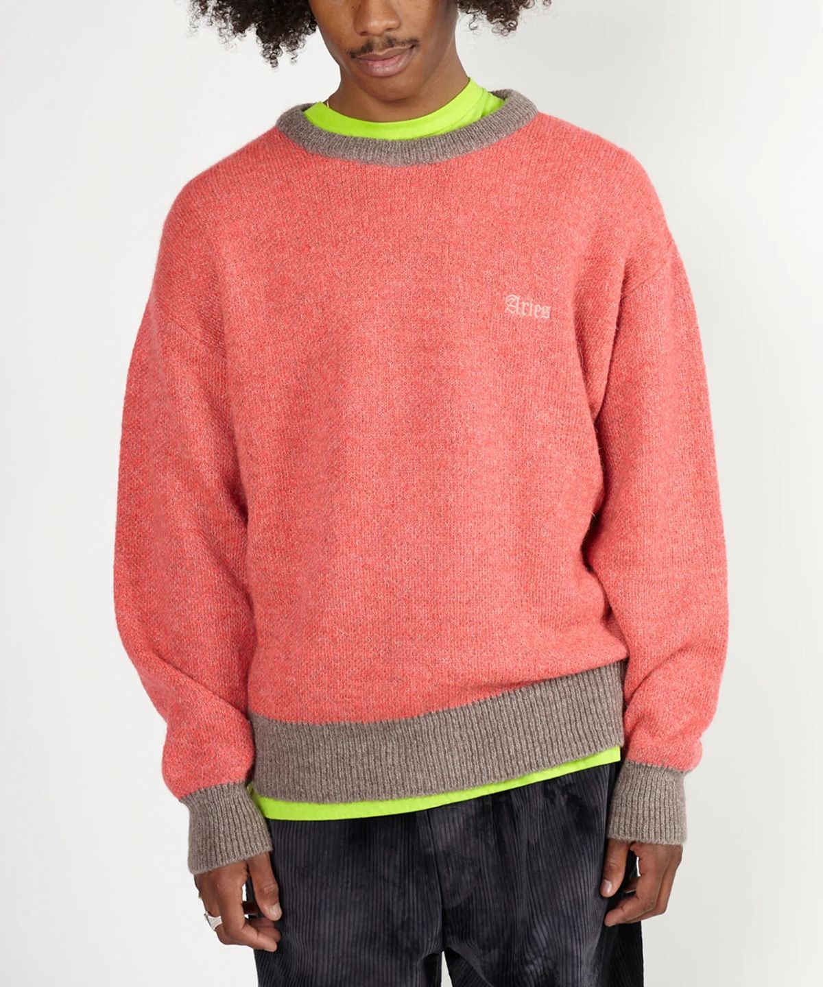 에리즈 얼라이즈(ARIES) (U) 브러시 모헤어 크루넥 니트 핑크 BRUSHED MOHAIR CREW NECK KNIT PINK