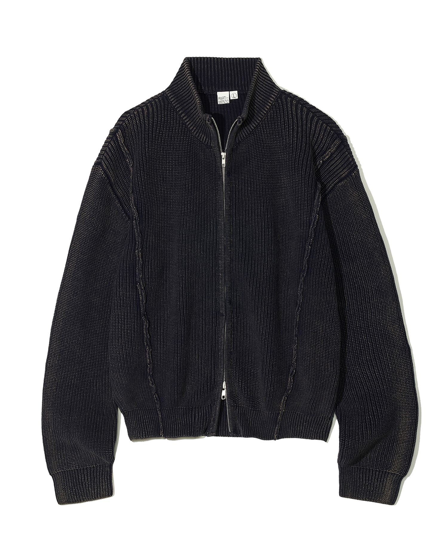 ★PARTIMENTO★ VTG Washed Knit Crewneck Dark Navy MUSINSA | PARTIMENTO VTG Washed Knit Zip-Up Jacket Dark Navy