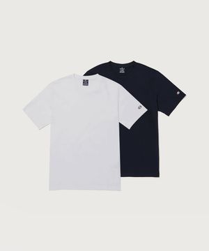 베이직 반팔 티셔츠 2팩 White/Navy