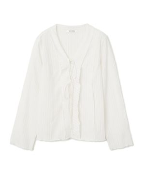 레이스 러플 블라우스 [화이트]