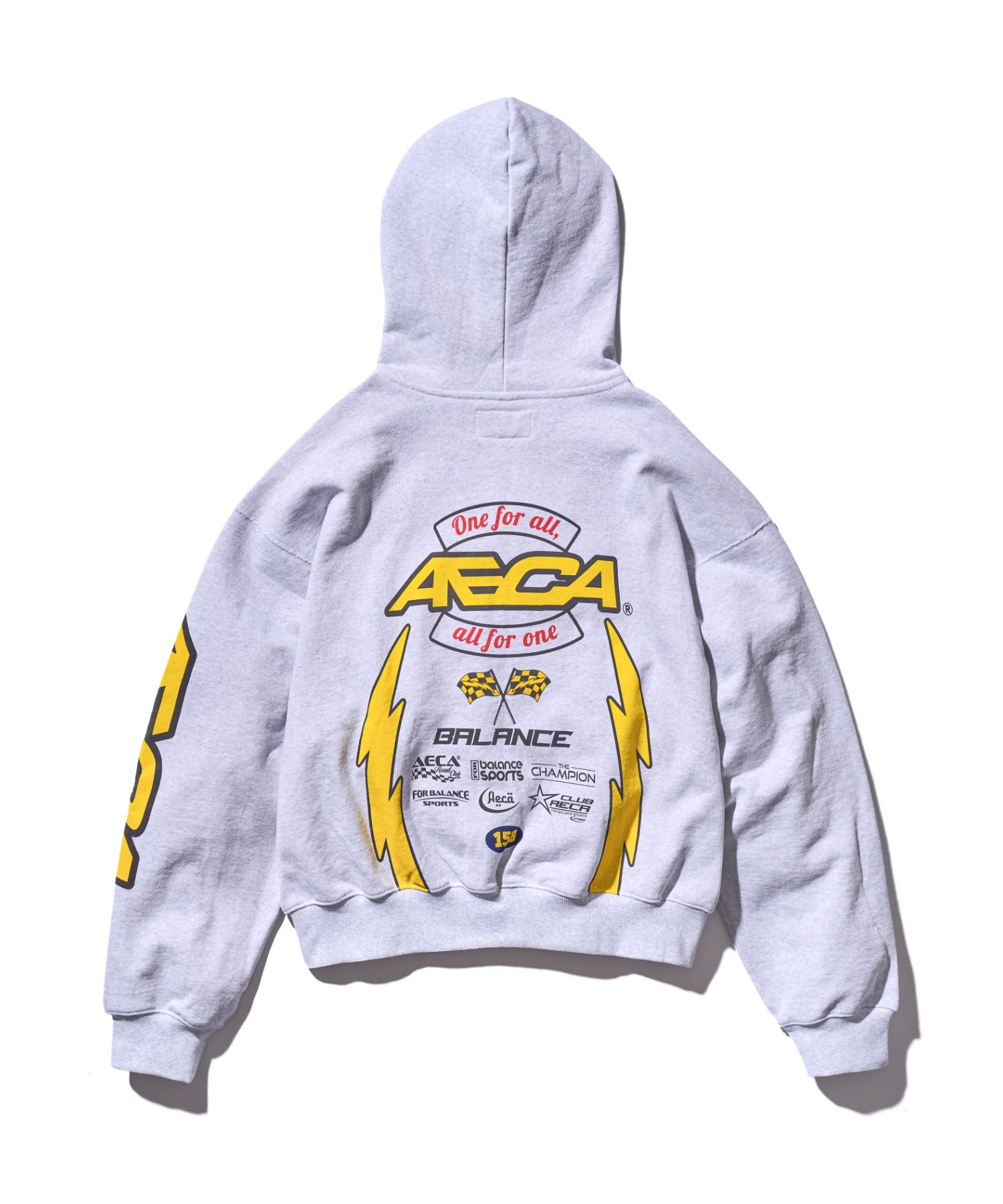 MUSINSA | AECA WHITE AECA THUNDER RACING ZIP UP HOODIE-LIGHT GREY
