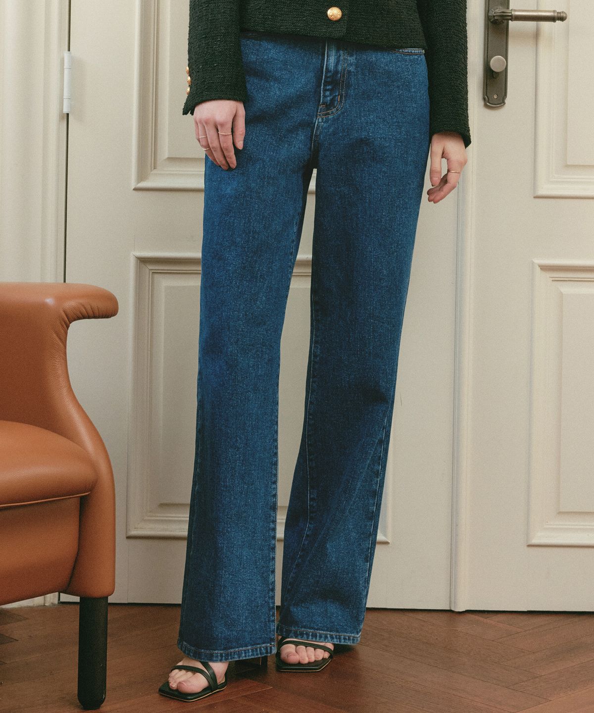 룩캐스트(LOOKAST) 아델 데님 와이드 팬츠_블루 / ADELE DENIM WIDE PANTS_BLUE