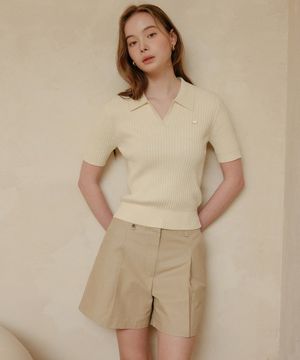 타미아 카라 니트 탑 / TAMIA COLLAR KNIT TOP_2colors