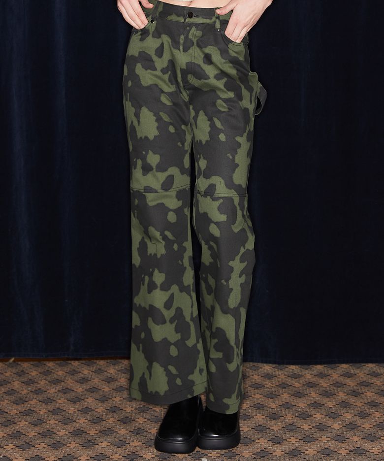 NM COW BOOTSCUT PANTS(KHAKI)