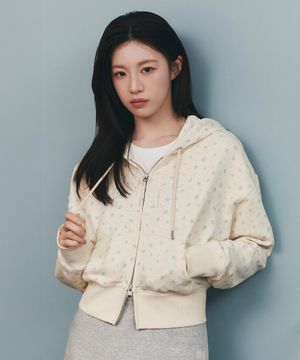[고윤정 착장] W CLASSIC LOGO CROP HOODIE ZIPUP ivory