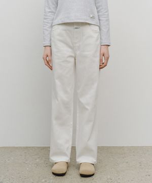 W HIGH STRAIGHT DENIM PANTS white