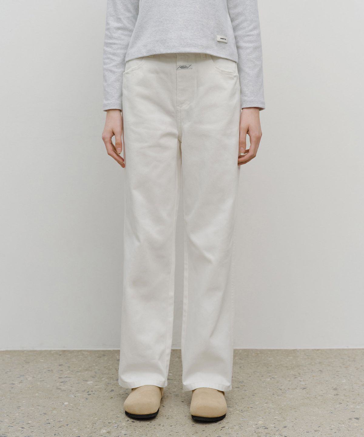 마리떼 프랑소와 저버(MARITHÉ + FRANҪOIS GIRBAUD) W HIGH STRAIGHT DENIM PANTS white