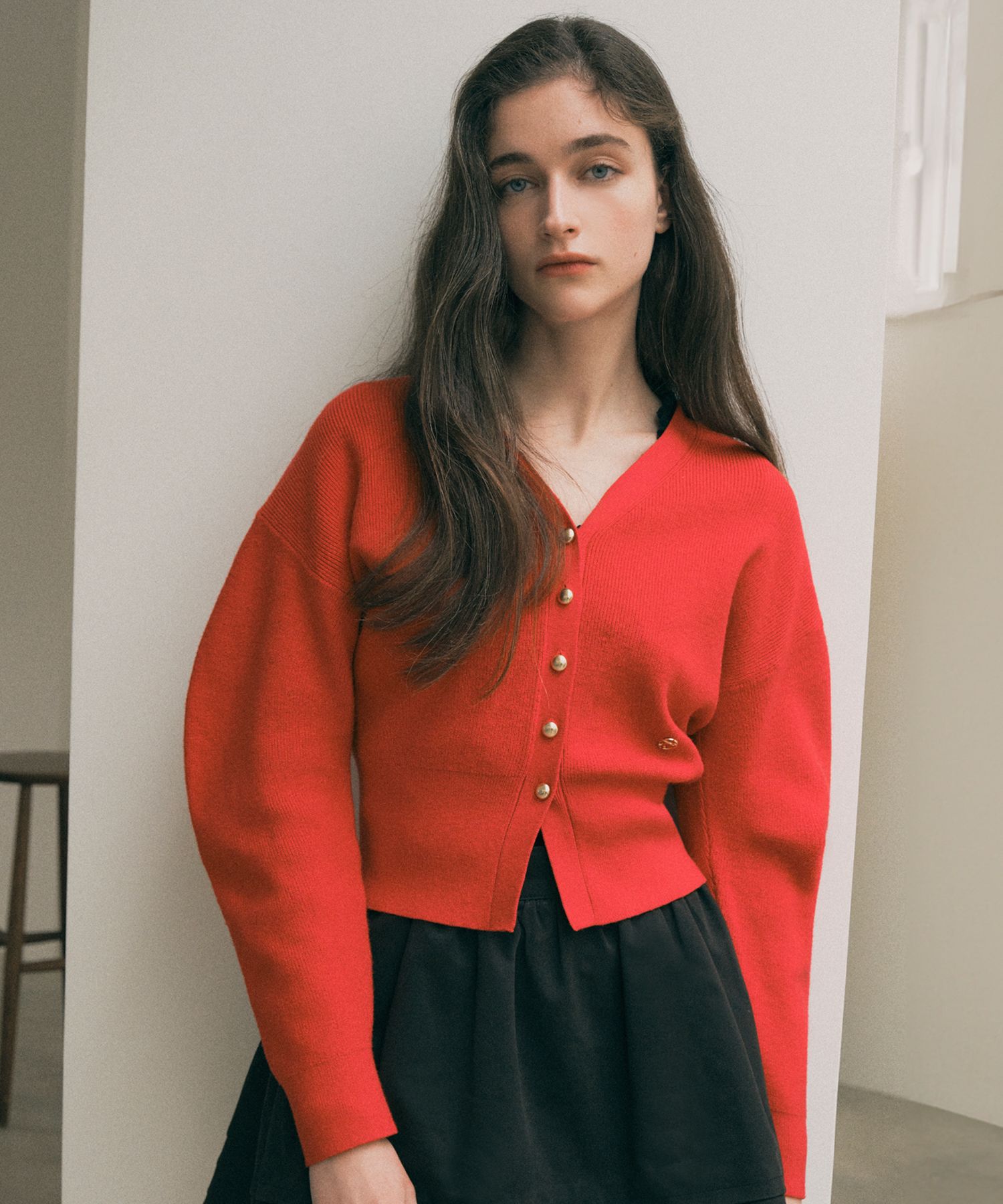 MUSINSA公式 | ROLAROLA VOLUME SLEEVE CARDIGAN RED