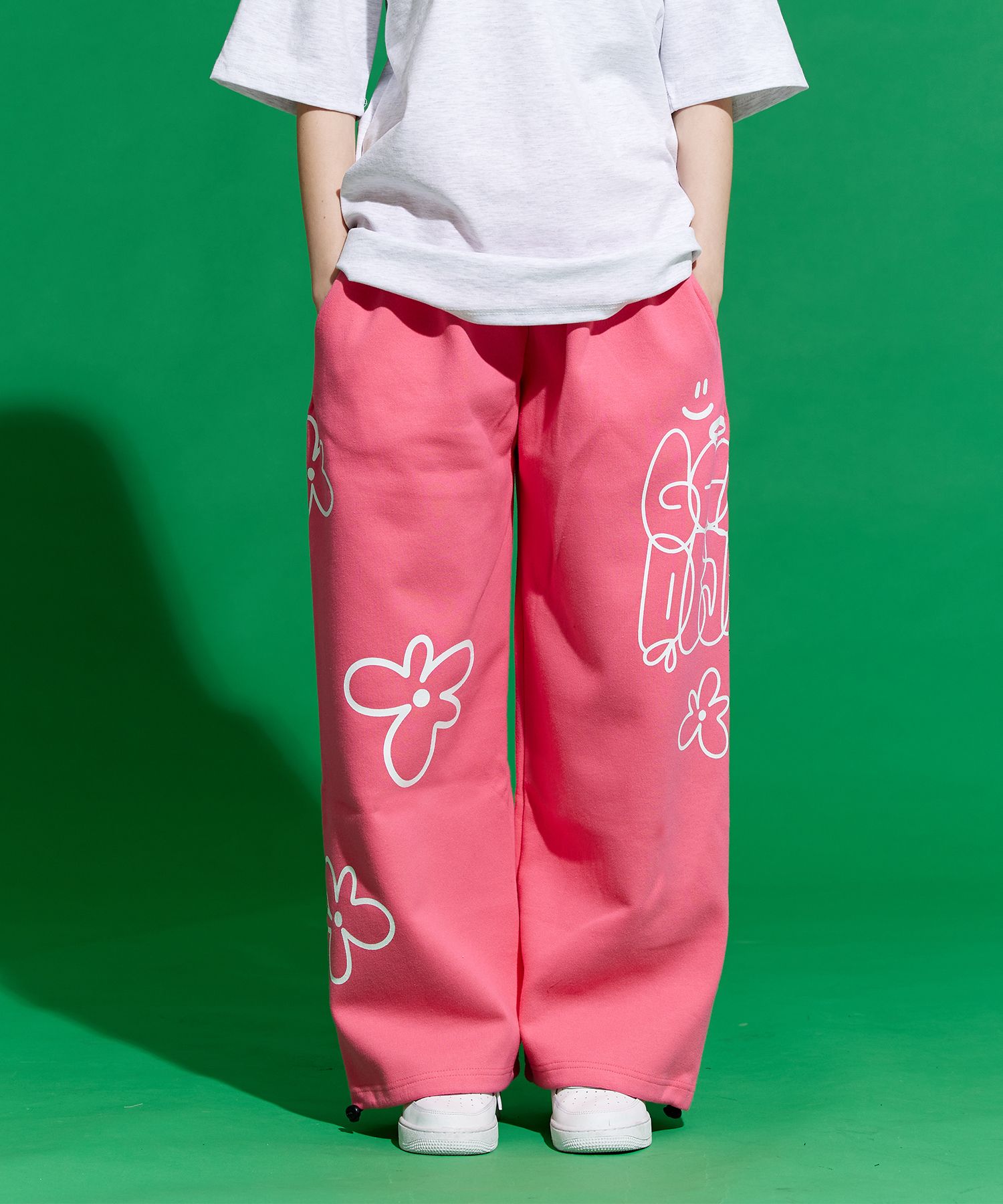 MUSINSA公式 | DOUBLE JD Good Flower Spray Pants (Pink)