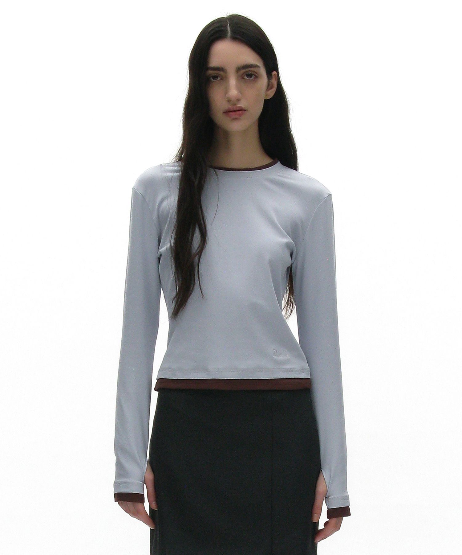 MUSINSA | PARTIMENTO WOMEN PW Double Layered Long Sleeve Tee_Sky