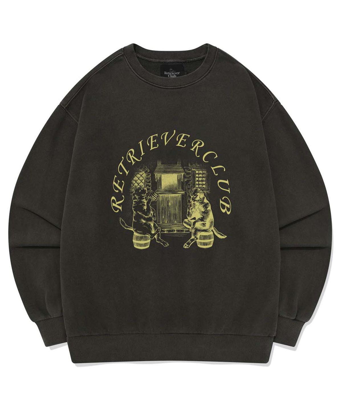 리트리버클럽(RETRIEVER CLUB) TWO DOG ARCH CREWNECK [PIGMENT BLACK]