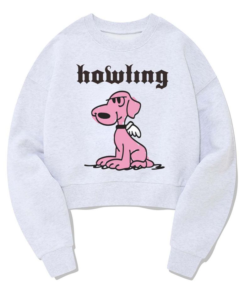 ANGEL PUPPY CROP CREWNECK [MELANGE GRAY]