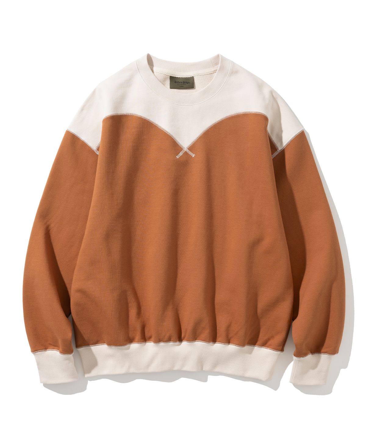 유니폼브릿지(UNIFORM BRIDGE) two tone sweatshirt dark orange