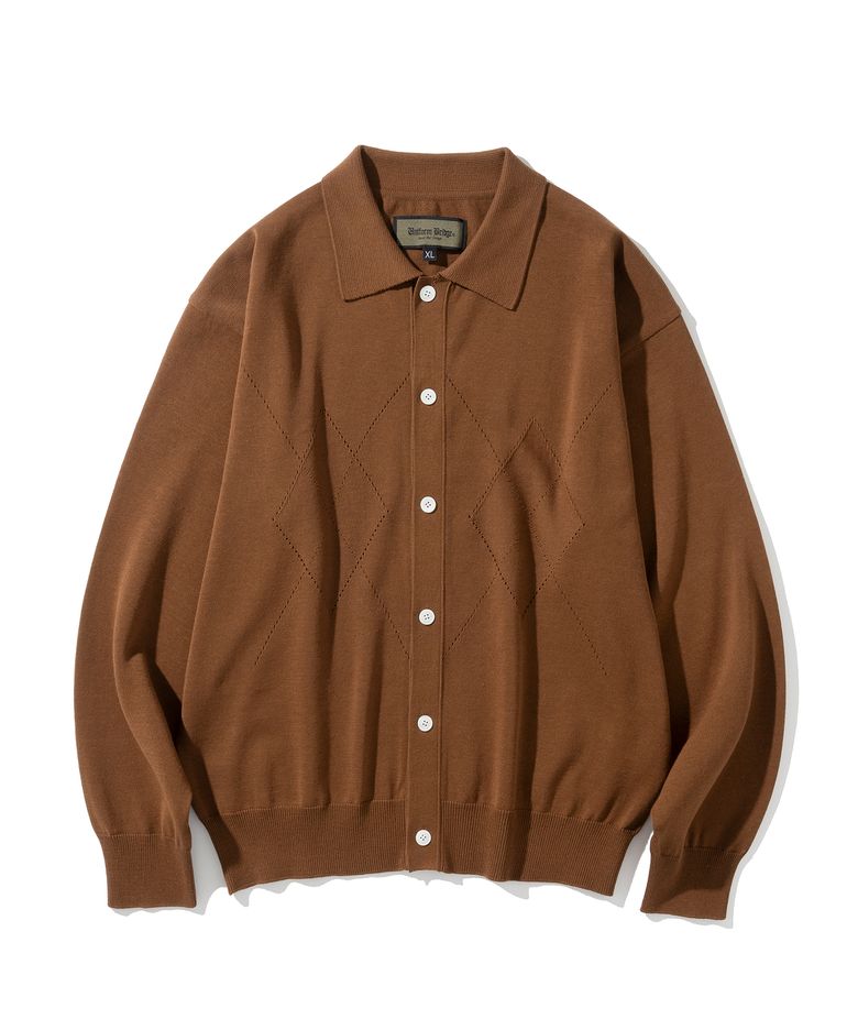 argyle collar knit cardigan brick
