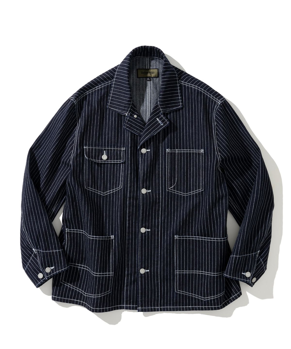 유니폼브릿지(UNIFORM BRIDGE) stripe coverall denim jacket blue rinsed