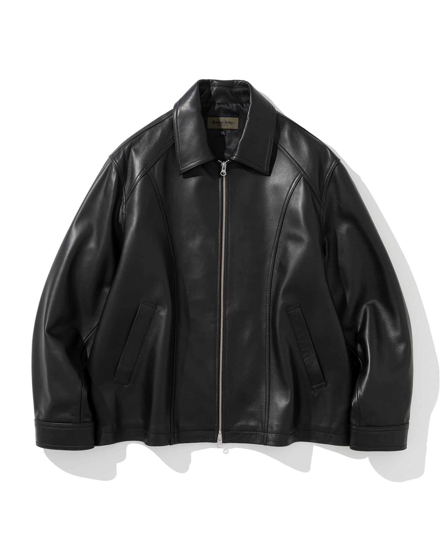 MUSINSA | UNIFORM BRIDGE leather drizzler jacket black