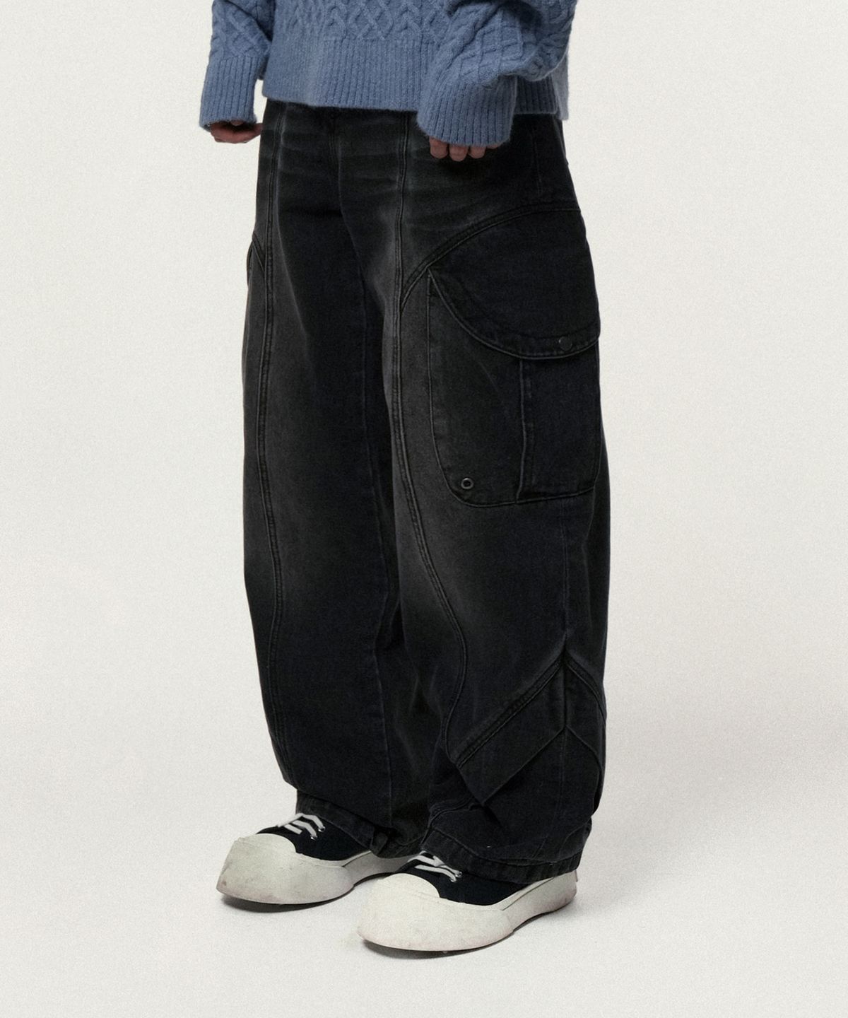 아이돈워너셀(IDWS) Pryer Cargo Denim Pants Black