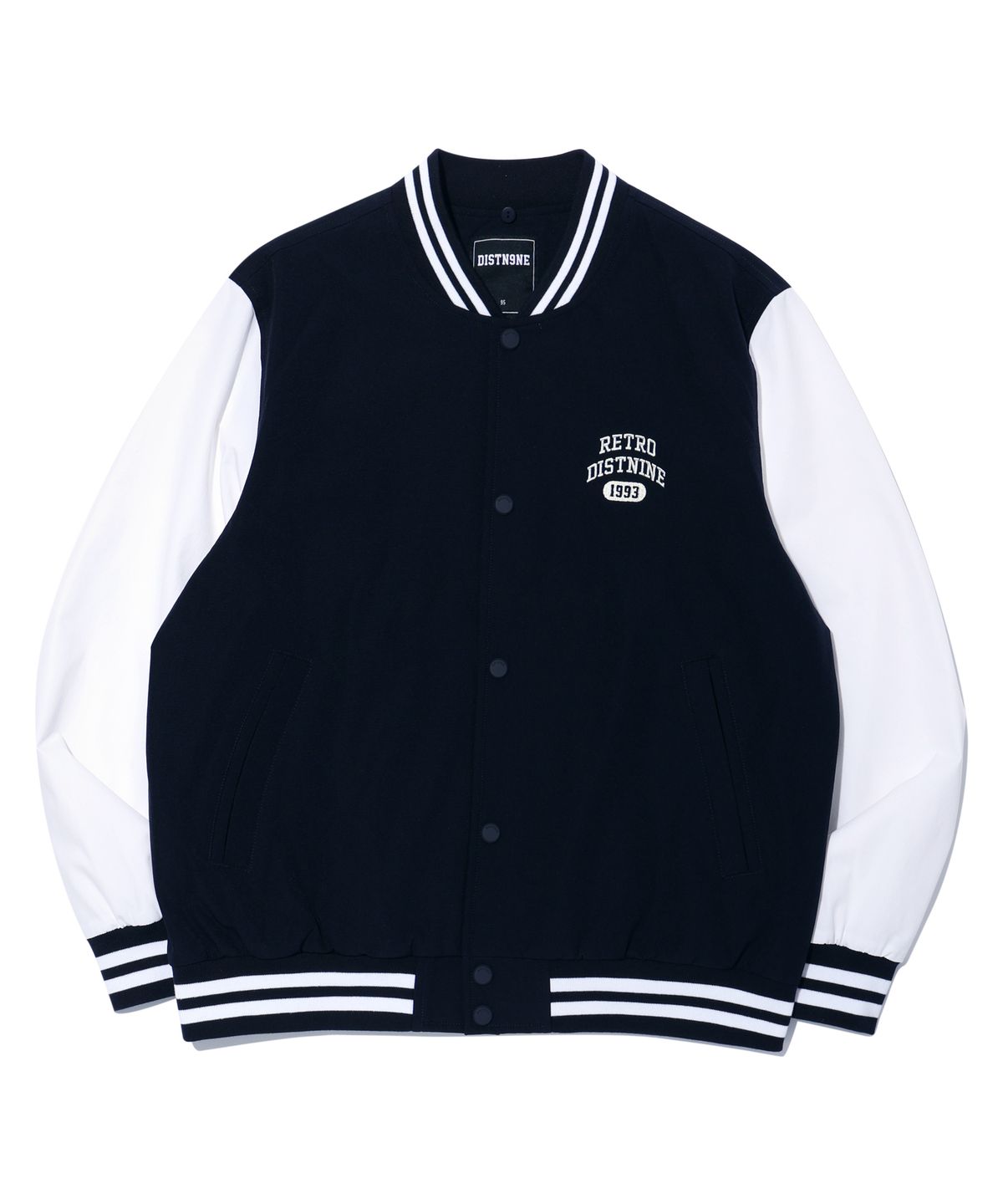 디스트나인(DISTN9NE) 아치 로고 바시티 점퍼 NAVY (LO1JU022-066)