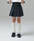 데님 밴딩 플리츠 스커트 [워시드 블랙]