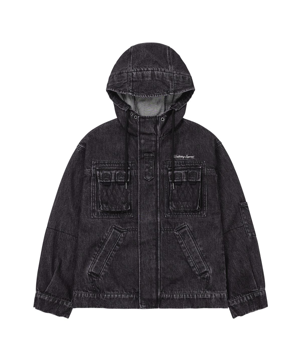 웰빙익스프레스(WELLBEING EXPRESS) Hooded Denim Jacket Black
