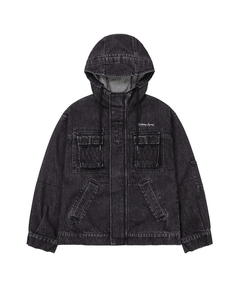 Hooded Denim Jacket Black