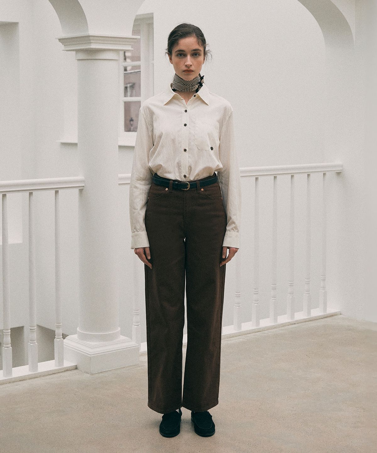 로라로라(ROLAROLA) COTTON COLOR PANTS BROWN