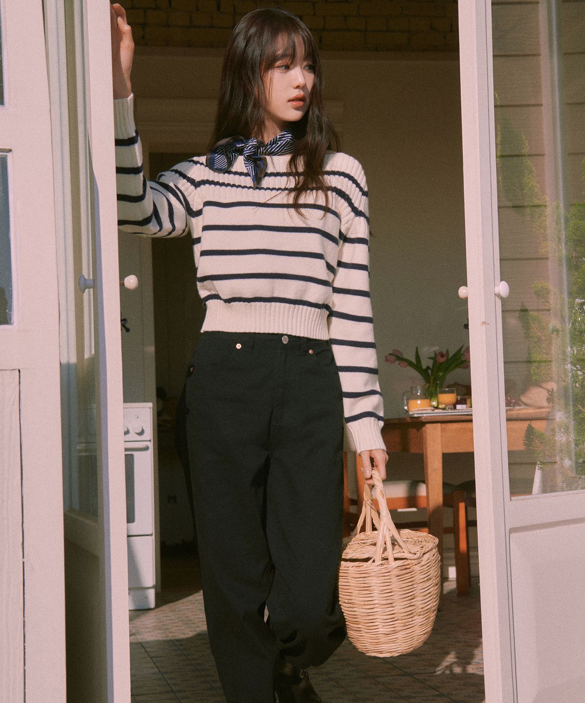 로라로라(ROLAROLA) COTTON COLOR PANTS BLACK