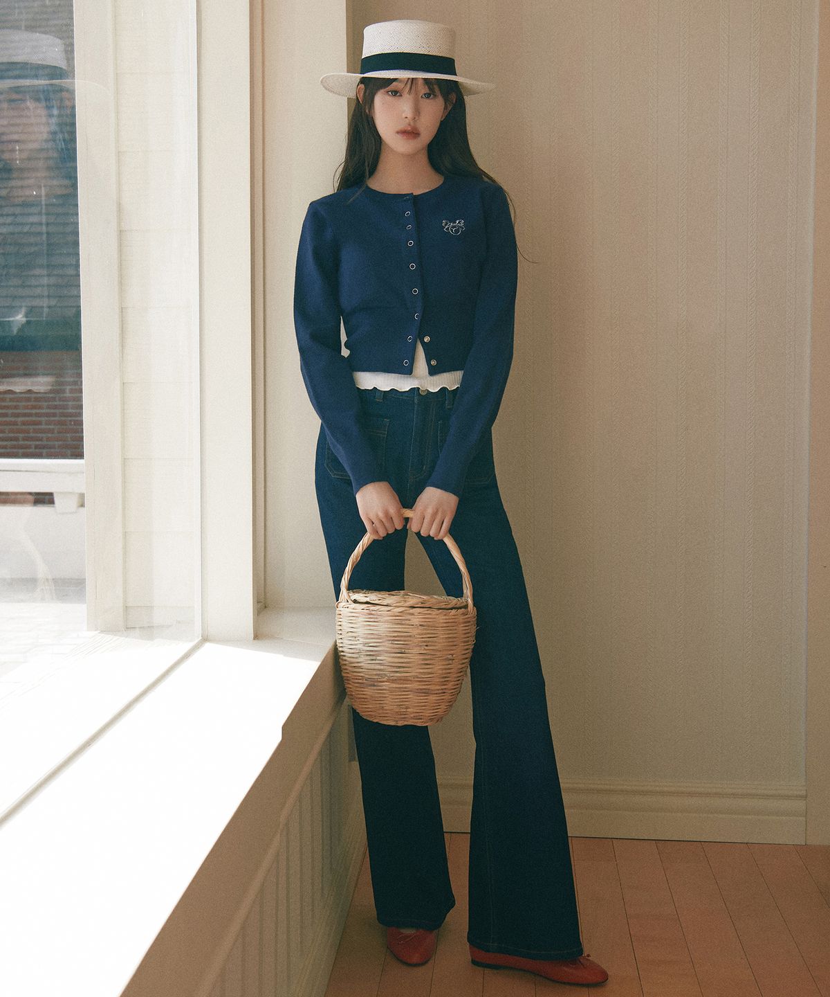 로라로라(ROLAROLA) POCKET BOOTS CUT DENIM BLUE