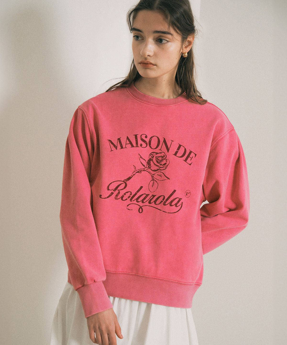 로라로라(ROLAROLA) PIGMENT ROSE SWEATSHIRT PINK