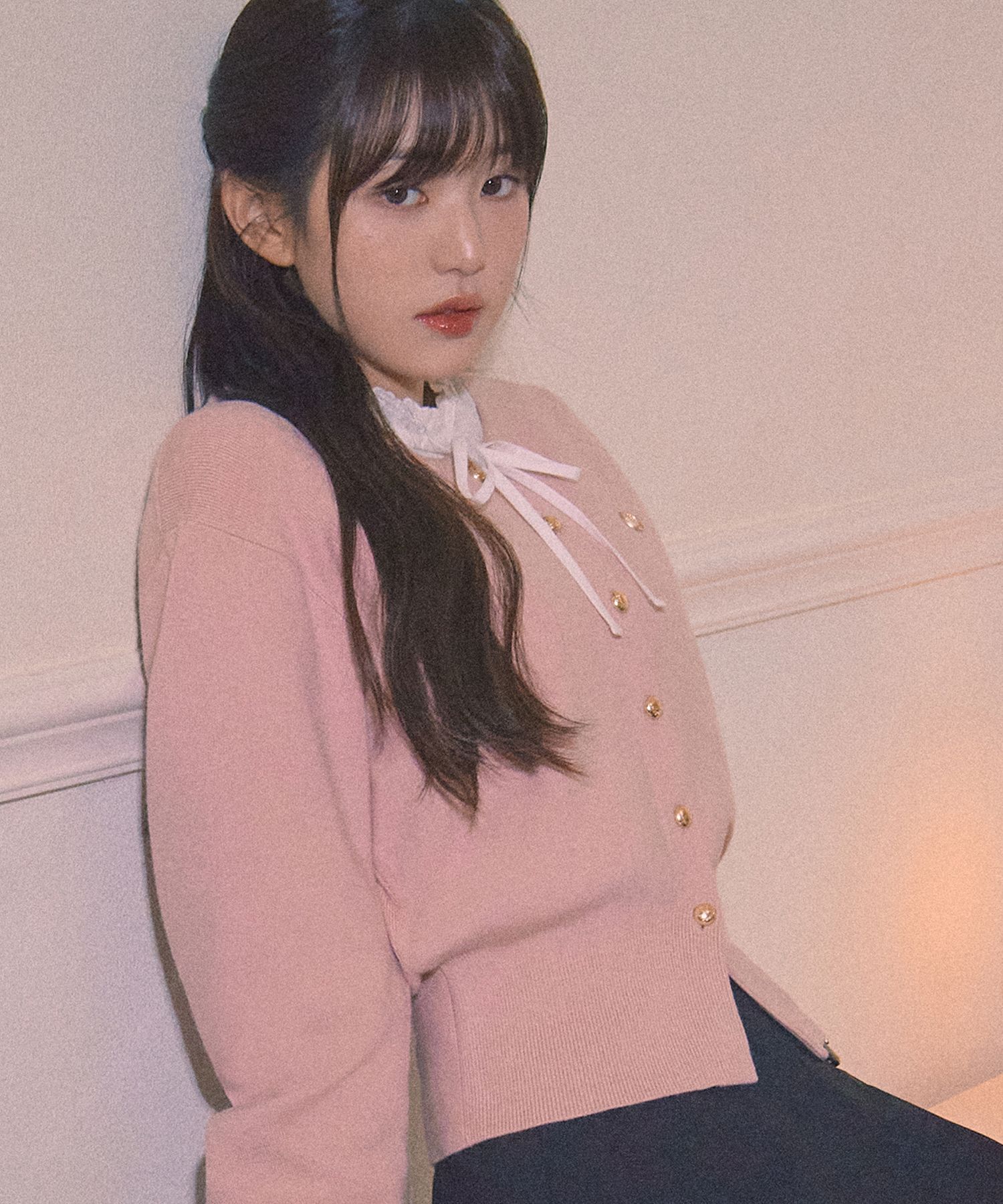 MUSINSA公式 | ROLAROLA ROUND VOLUME SLEEVE CARDIGAN PINK
