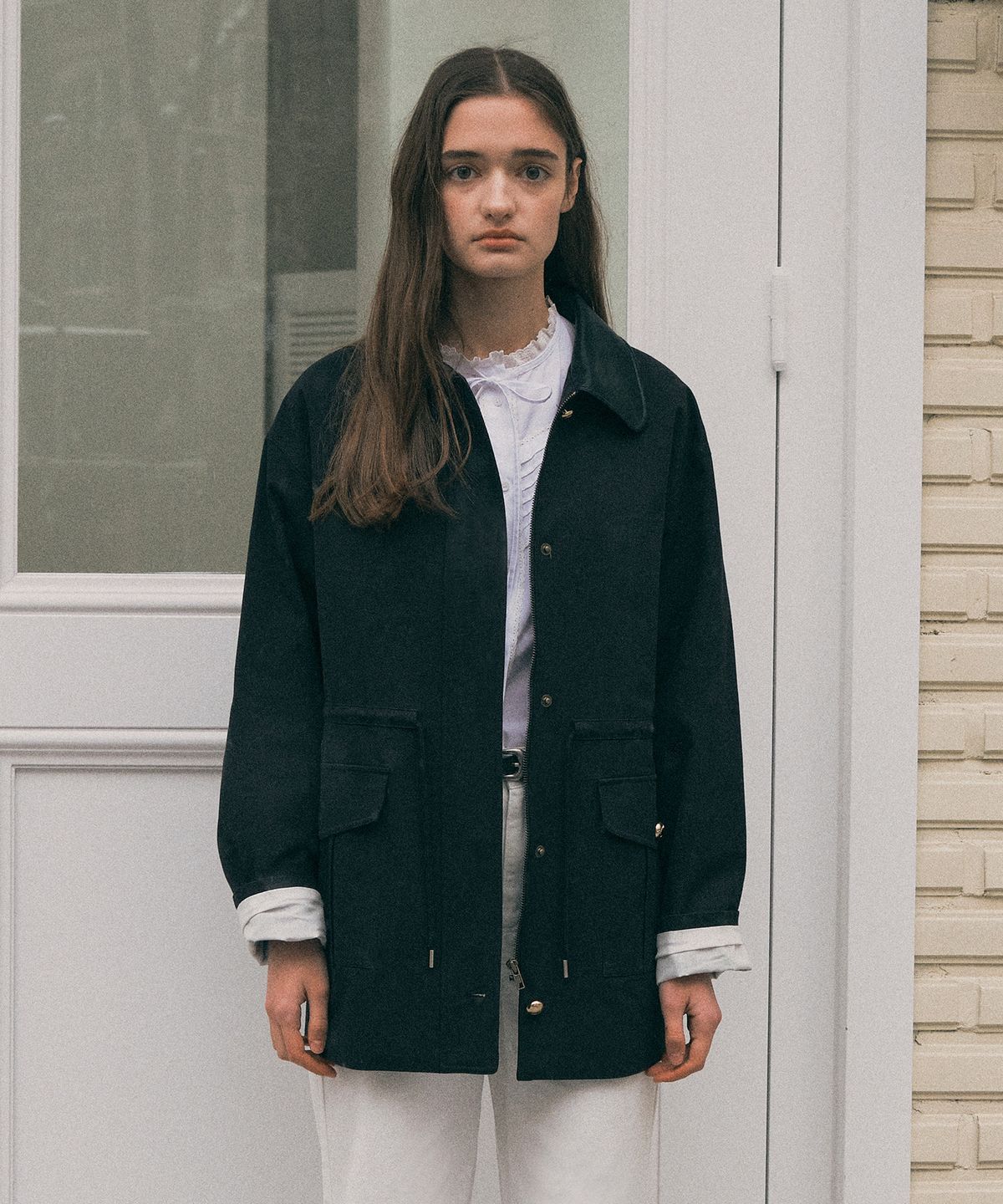 로라로라(ROLAROLA) COLLAR STRING JACKET BLACK