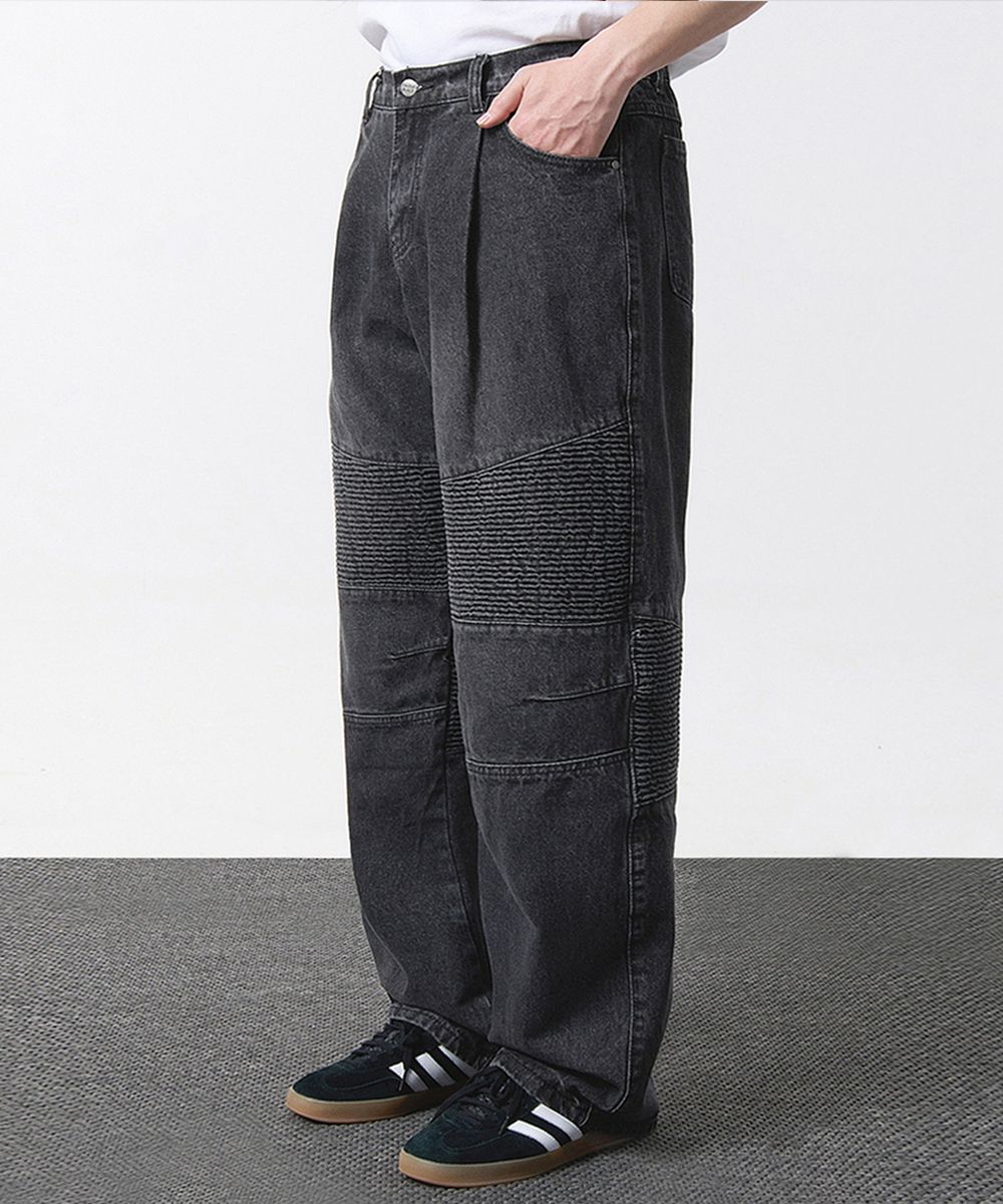 MUSINSA | DIMITRI BLACK VLAD Semi-Wide Washing Biker Denim Pants_Black