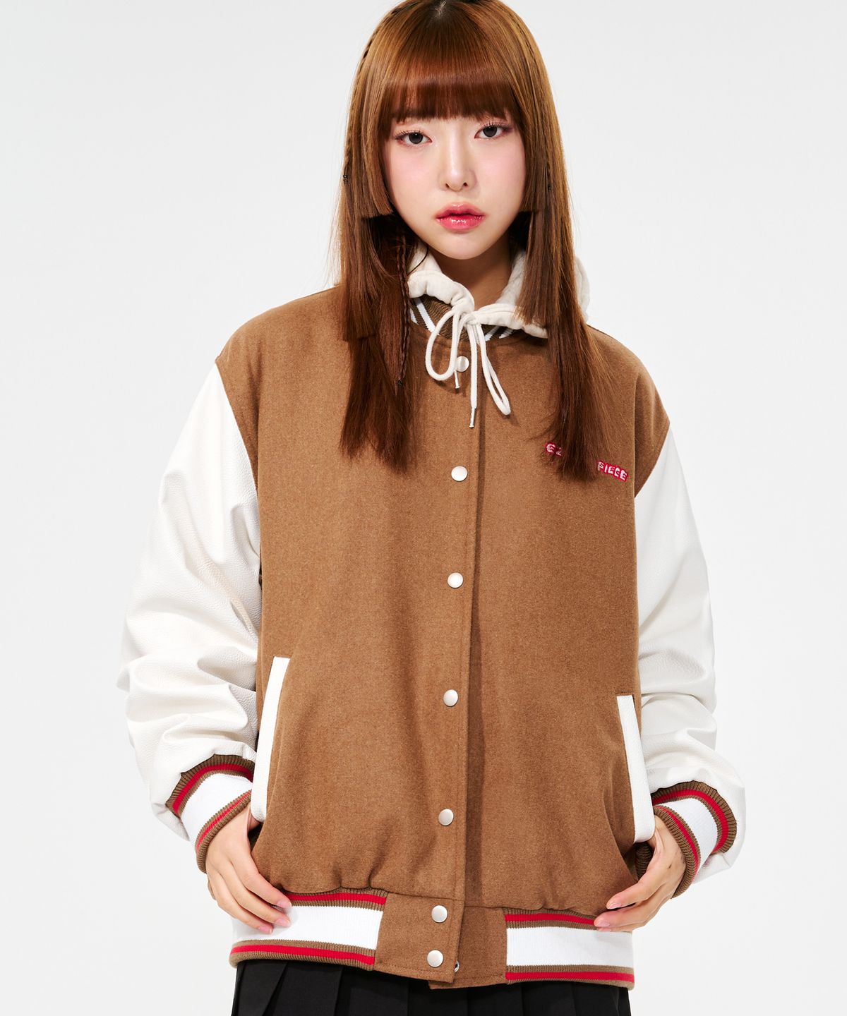 피스메이커(PIECE MAKER) TEETH VARSITY WOOL JACKET (BEIGE)