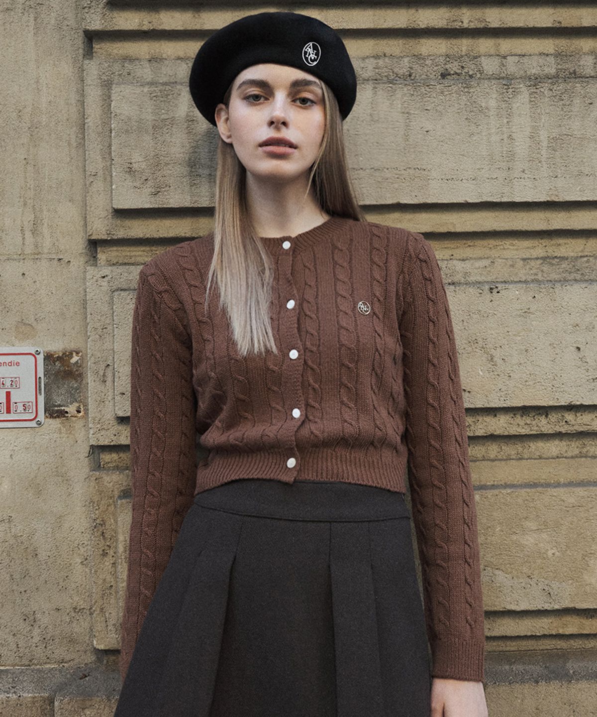 아노에틱(ANOETIC) ANC GOLD CABLE CARDIGAN_BROWN