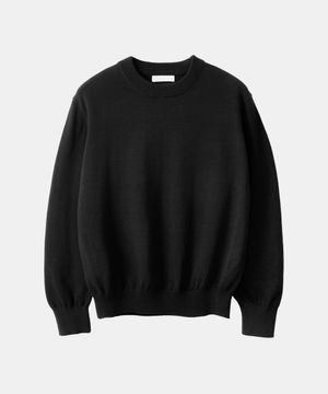 에센셜 코튼 크루넥 니트 블랙