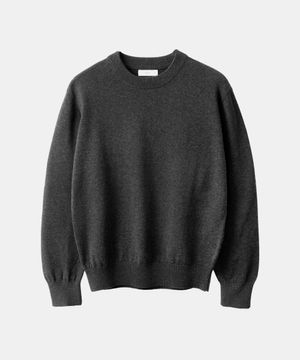에센셜 코튼 크루넥 니트 멜란지 차콜