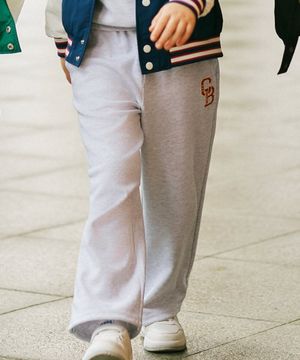 팀로고 투웨이 와이드팬츠(K241TP010P) 멜란지 그레이