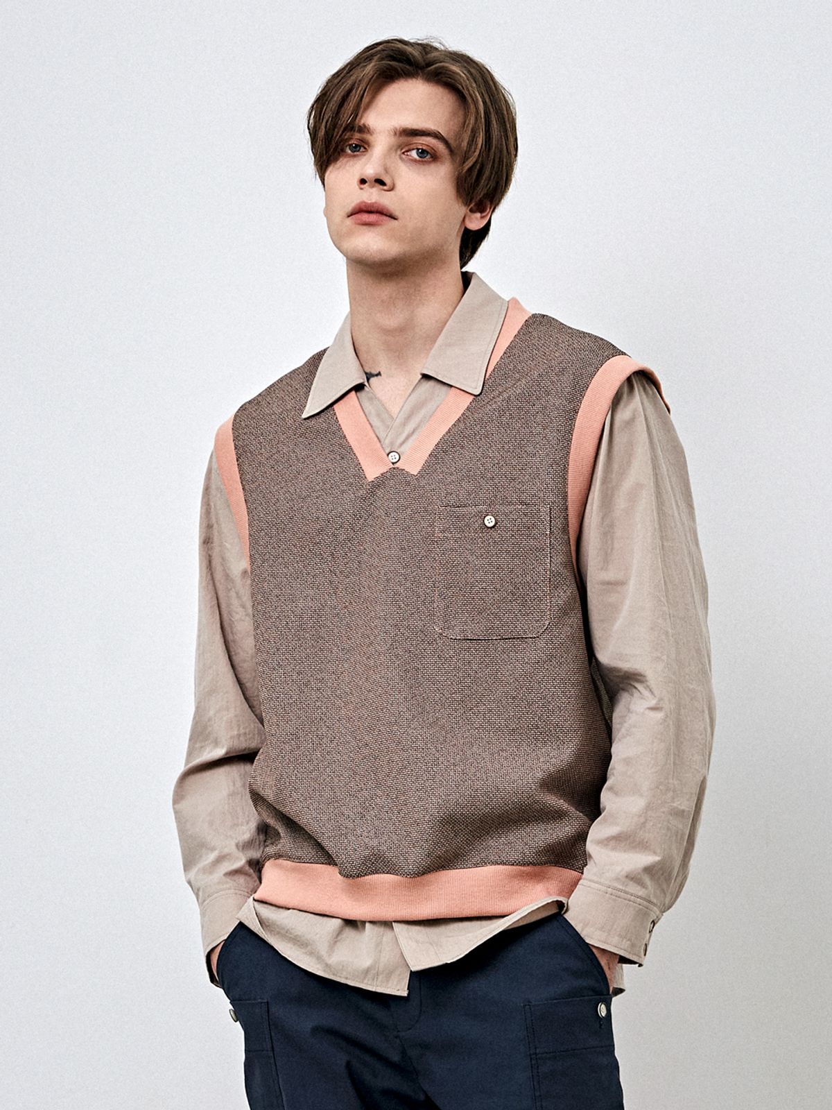 커스텀어스(CUSTOMUS) 내추럴 매쉬 오버핏 베스트 CXS24SKVT272 PIN