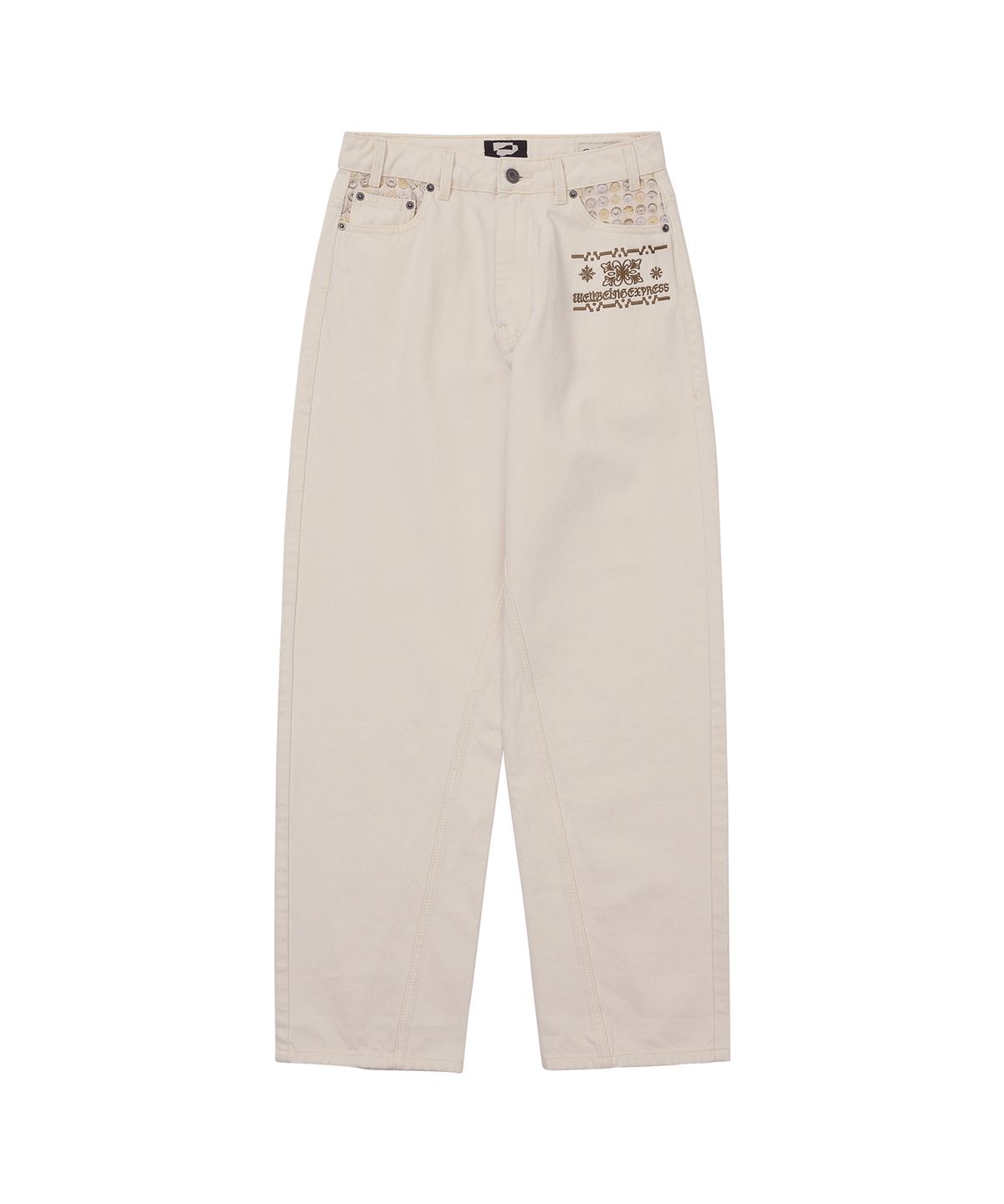 웰빙익스프레스(WELLBEING EXPRESS) Embroidered Patch Jeans  White