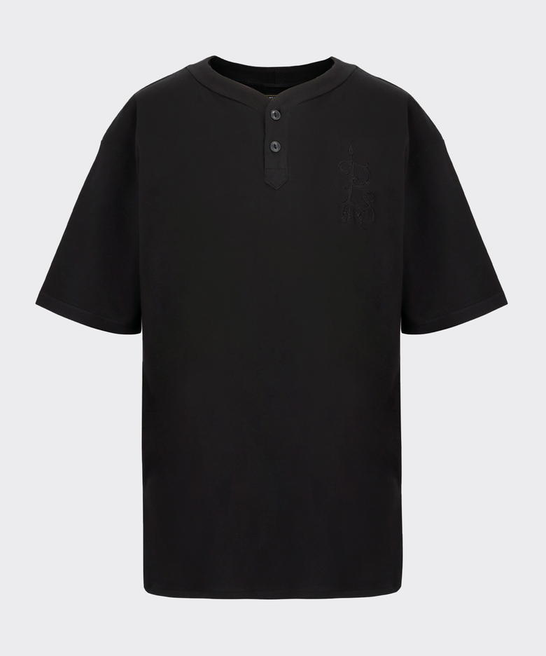 Bolton Black Half Henley