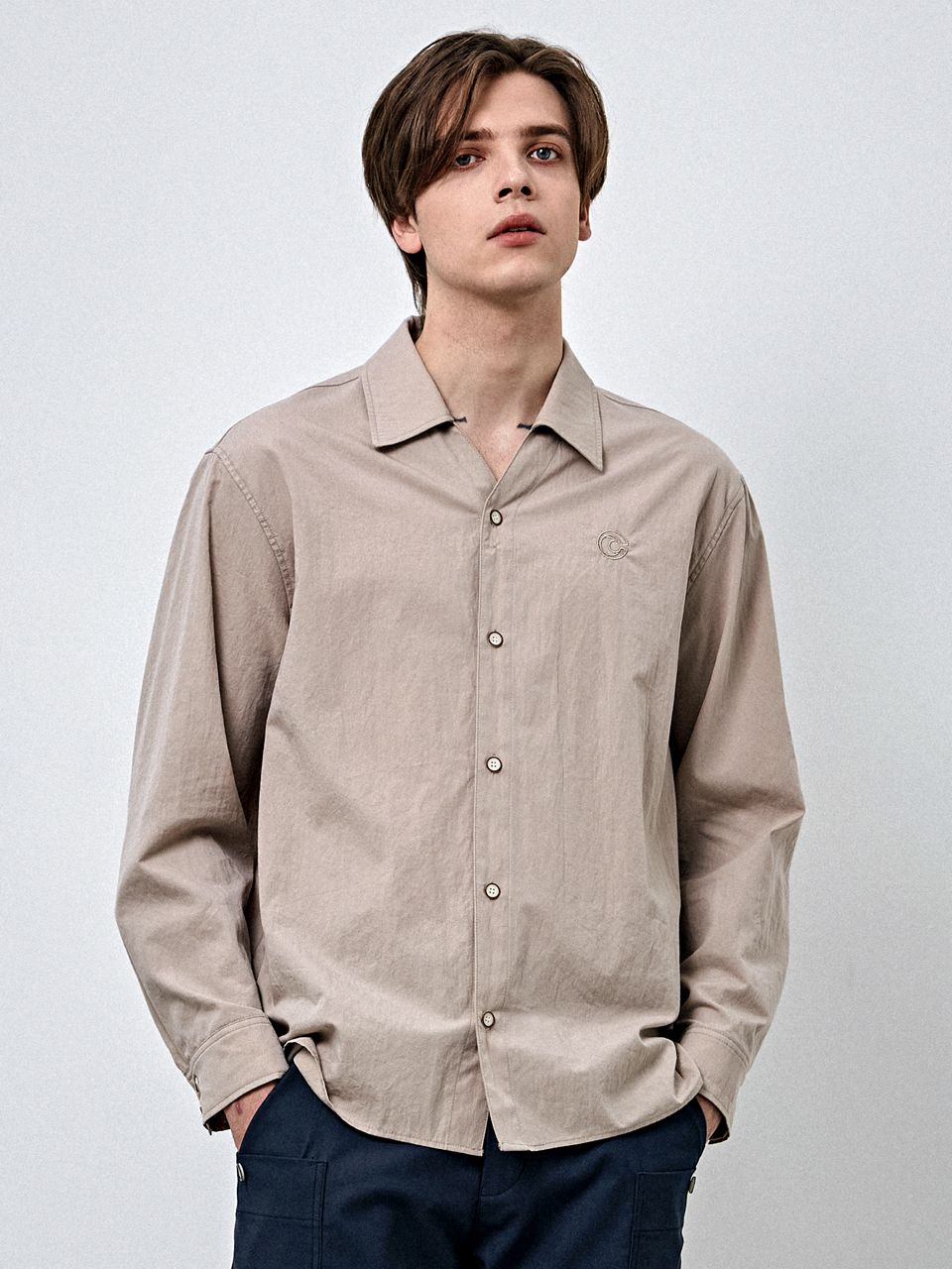 MUSINSA公式 | CUSTOMUS Vネックカラー バイオウォッシングシャツ