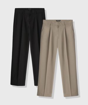 [2PACK] 원턱 세미 와이드 히든 밴딩 슬랙스_4COLOR