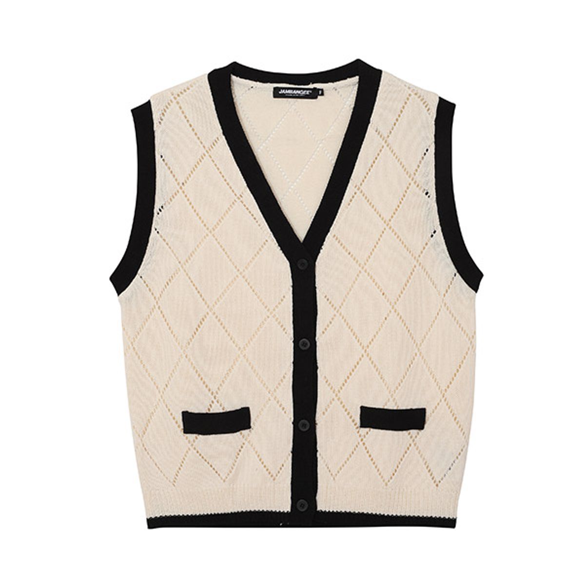 잠뱅이(JAMBANGEE) 여성) 다이아펀칭 립배색 니트 VEST_AN1WSW160-IV