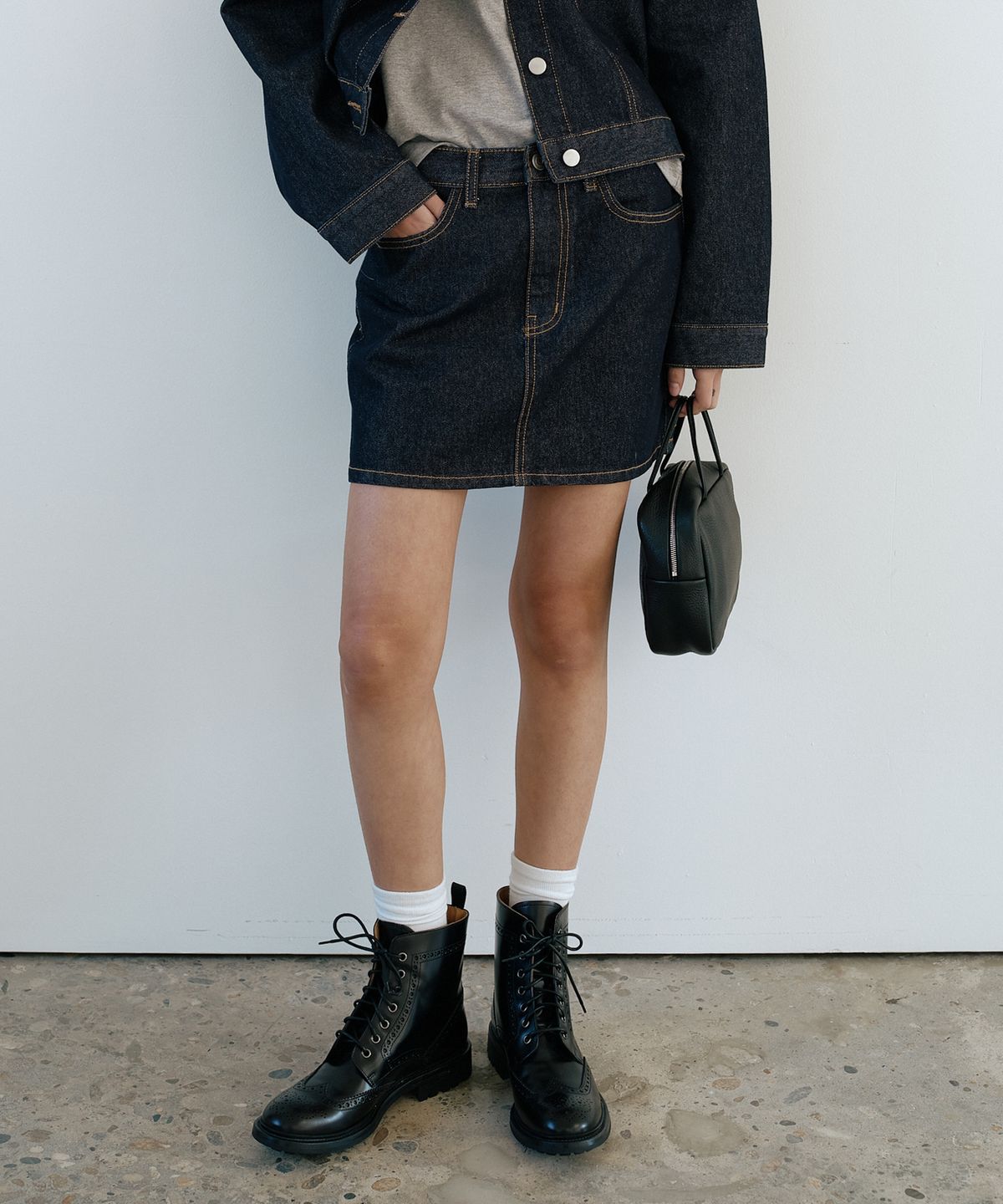 유라고(URAGO) Raw denim mini skirt
